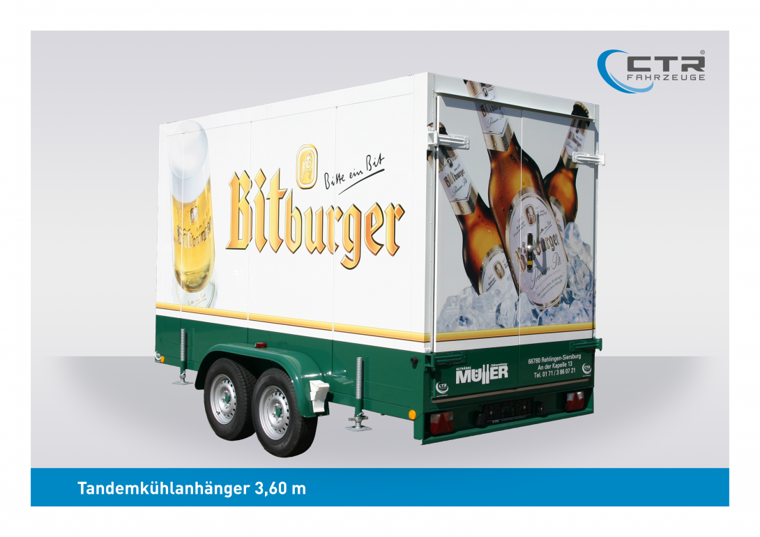 CTR-Fahrzeuge Kühlanhänger TKA 3,60 Bitburger Müller Getränke