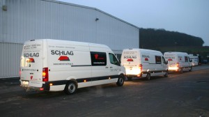 Drei Crafter der Firma Estrich Schlag auf unserem Firmengelände in Osann-Monzel CTR