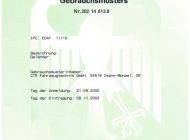 Urkunde Gebrauchsmuster - Geländer